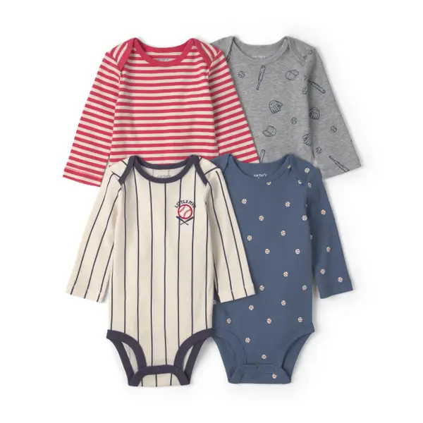 ボディ・フェイスケア CARTER Carter's 4-Pack Baseball Long-Sleeve Bodysuits - 1V717610-NB