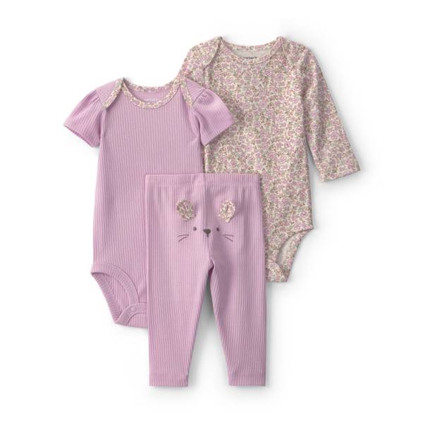 Photo of 3-Piece Bunny Bodysuit & Pant Set - Purple