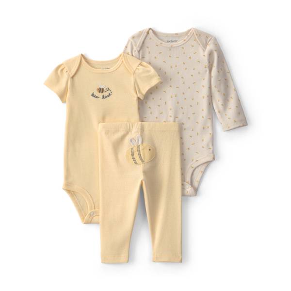 Photo of 3-Piece Bee Bodysuit & Pant Set - Yellow/Ivory
