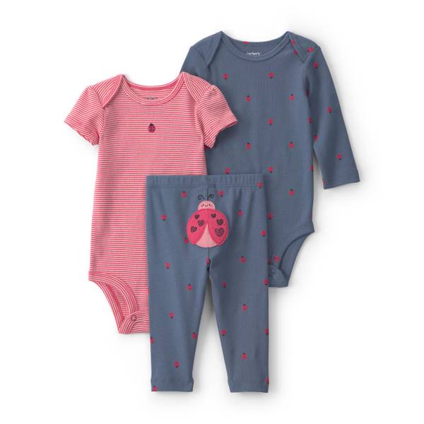 Photo of 3-Piece Ladybug Bodysuit & Pant Set - Navy Blue/Red