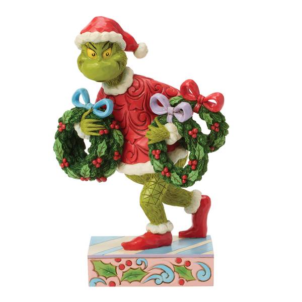 Jim Shore Dr. Seuss The Grinch with Multiple Wreaths Figurine - Multi