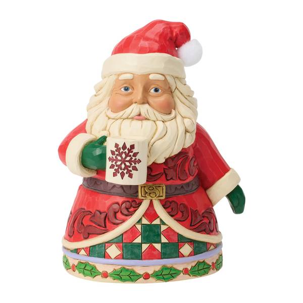 Jim Shore Heartwood Creek Fig Santa Drinking Hot Cocoa - Multi