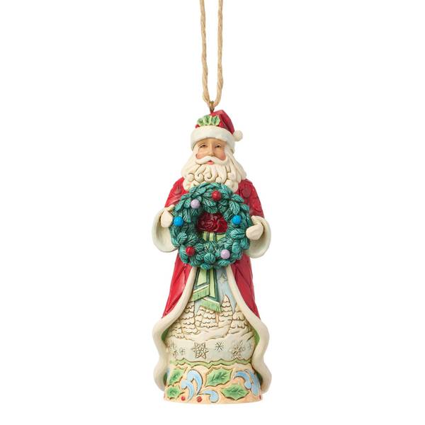 Jim Shore Heartwood Creek Santa Holding Wreath - Multi