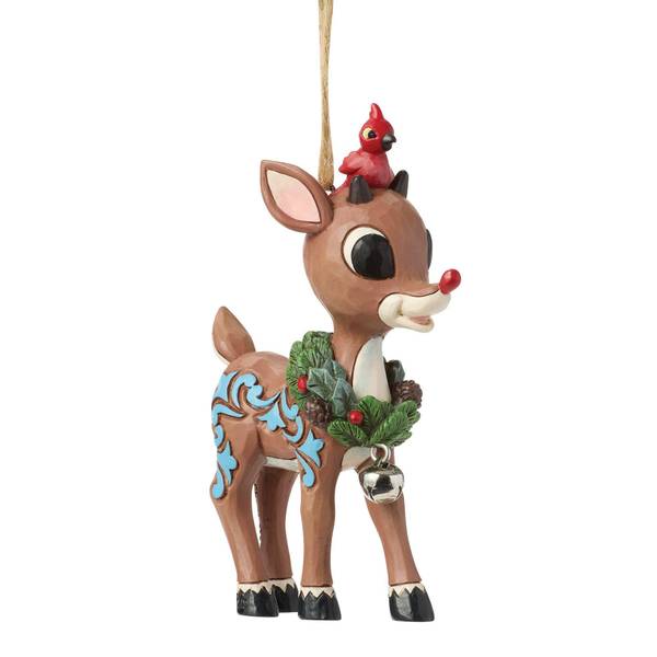 Jim Shore Rudolph the Red-Nosed Reindeer Rudolph with Wreath Christmas Ornament