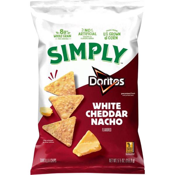 Photo of 5.5oz Simply Doritos White Cheddar Nacho Tortilla Chips