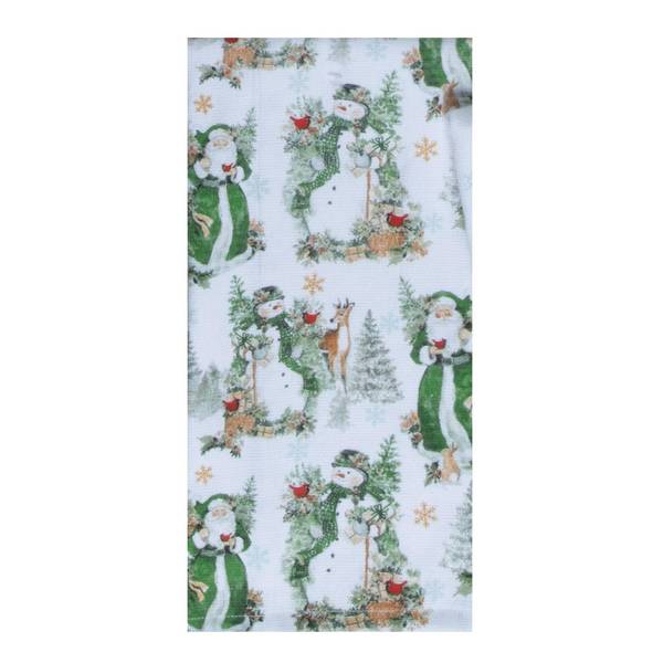 Kay Dee Sage Santa & Snowman Toss Dual Purpose Kitchen Towel