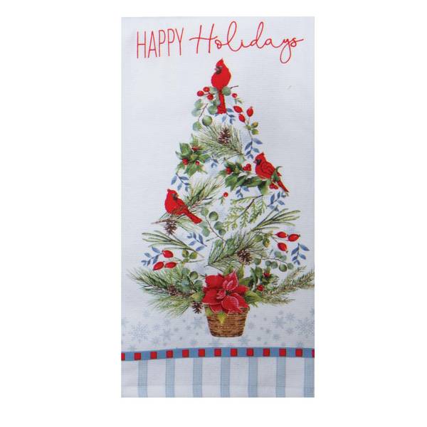 Photo of Winter Blue Cardinal Tree Terry Kitchen Towel