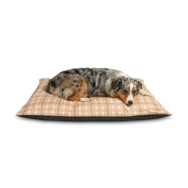 Photo of 44" x 35" Plush Pillow Pet Bed, Tan Plaid