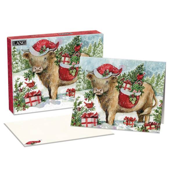 Holiday Highland Cow Boxed Christmas Cards by Susan Winget