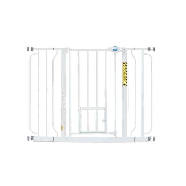 Photo of 44" Extra Wide Walk-Thru Pet Gate with Small Pet Door