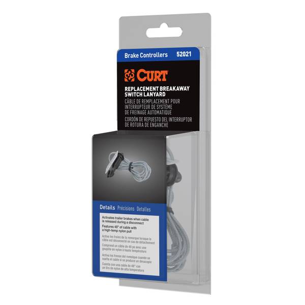 Replacement Breakaway Switch Lanyard, Steel, Clear Coat