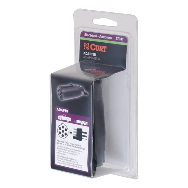 Camping World CURT 57041 Electrical Adapter, 7-Way Round to 4-Way Flat