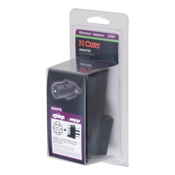 Electrical Adapter, Plastic, For: 7-Way RV Blade Vehicle Socket to Fit 5-Way Flat Trailer Plugs