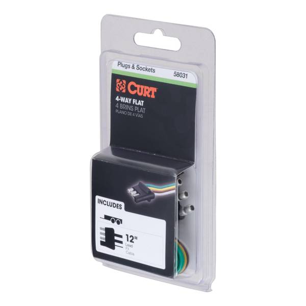 CURT 4-Way Flat Connector Plug and Socket with 12 in Wires