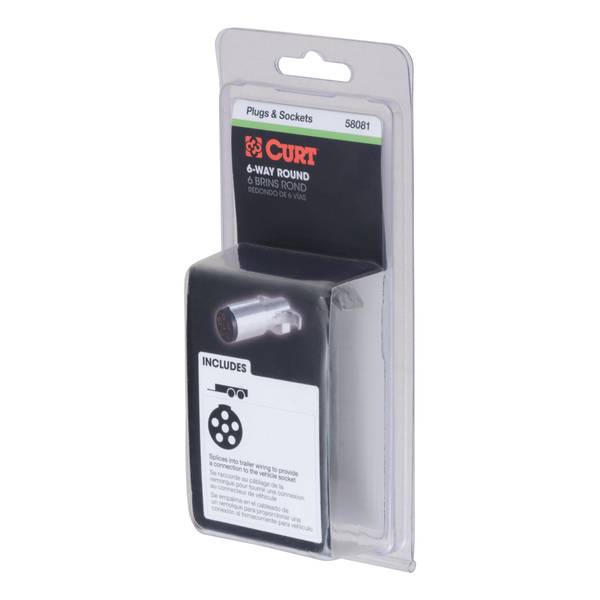 CURT 6-Way Round Connector Plug (Trailer Side)