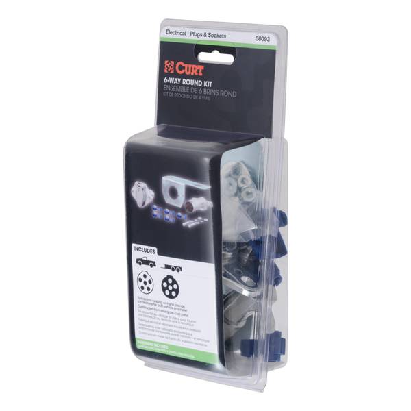 CURT 6-Way Round Connector Plug & Socket with Hardware