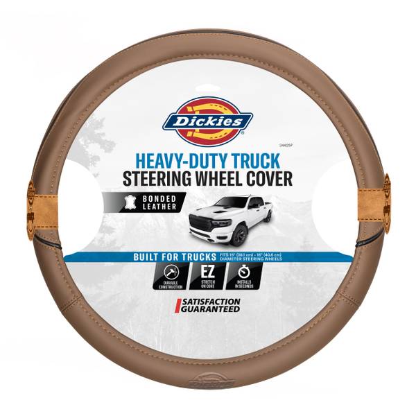 Photo of Dickies Brown Heavy-Duty Bonded Leather Truck Steering Wheel Cover