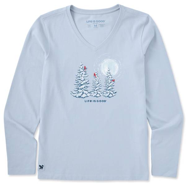 Photo of Women's Snowy Pines with Cardinals Long Sleeve Crusher Tee