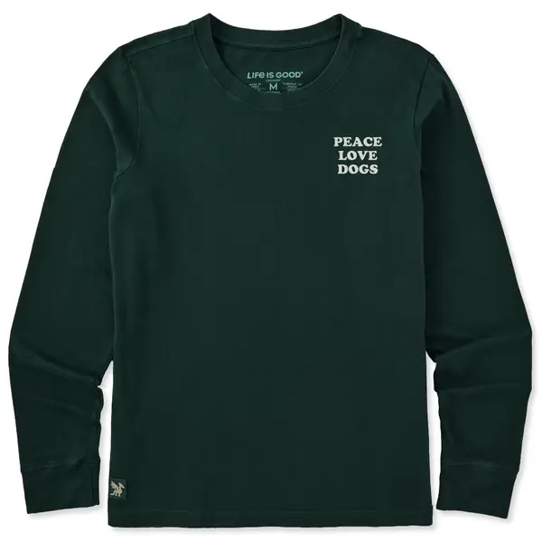LIFE IS RESEARCH TEE Lサイズ Life Is Good Women's Peace Love Dog Long Sleeve Crusher Tee