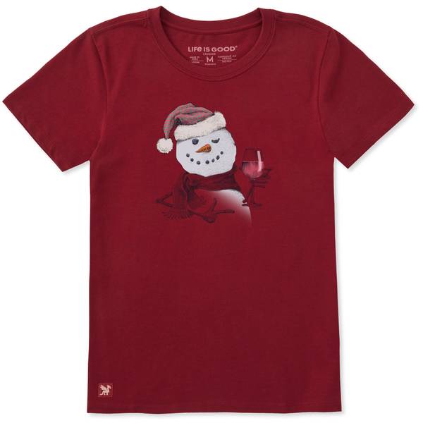 Photo of Women's Snowman with Red Wine Short Sleeve Crusher Tee