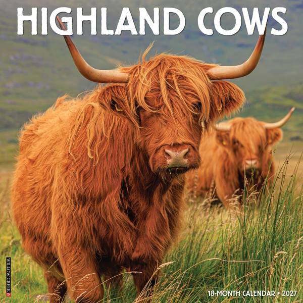 Willow Creek Press 2027 Highland Cows 18-Month Wall Calendar