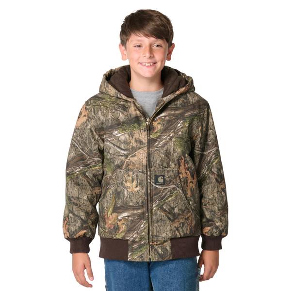 Carhartt Boy's Cotton Boys' Canvas Insulated Hooded Camo Jacket (ChildYouth) | Mossy Oak Country Dna | M Jt