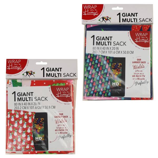 Photo of Giant Christmas Gift Sack, 80" x 40", Assorted Holiday Designs
