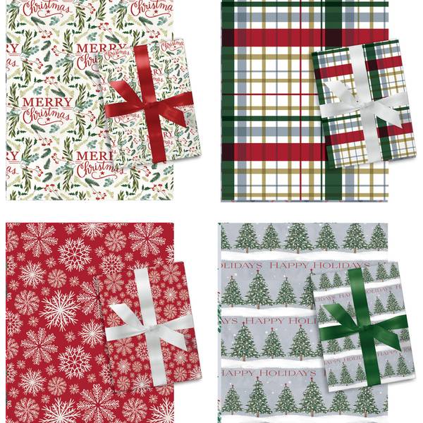 Photo of 30" Traditional Christmas Gift Wrap Roll, Assorted Designs