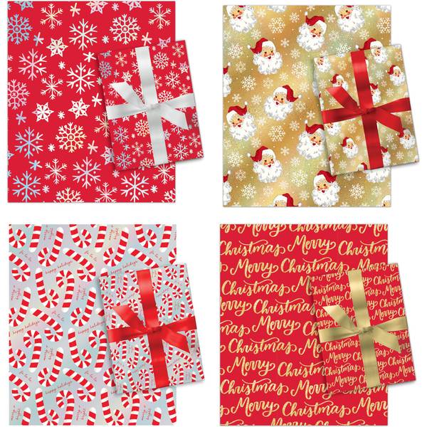 Photo of 30" x 120" Foil & Holographic Christmas Gift Wrap Roll, Assorted Designs