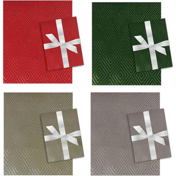 Photo of 30" x 120" Kraft Embossed Foil Christmas Gift Wrap Roll, Assorted Colors