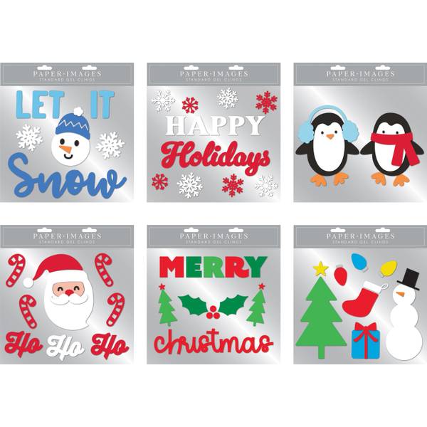 Photo of Christmas Gel Window Clings, Assorted Holiday Designs