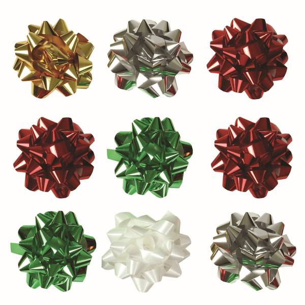 Photo of 15 Count 5" Large Premium Metallic Gift Bows - Assorted Holiday Colors