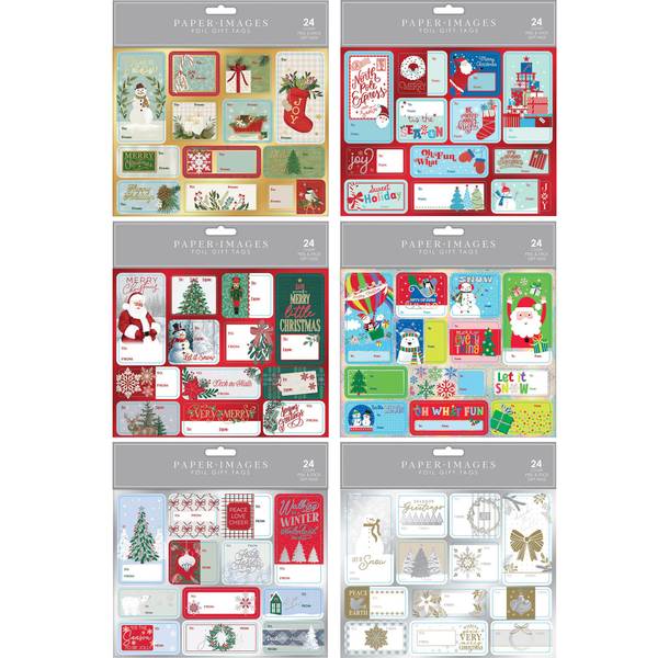 Photo of 24-Count Foil Christmas Gift Tags, Assorted Holiday Designs