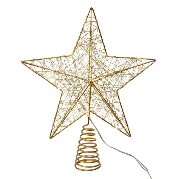 Kurt S. Adler 11.8" Battery Operated Warm White LED 5-Point Gold Metal Star Treetopper