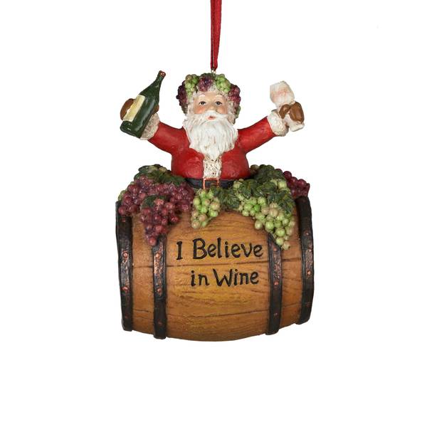 Kurt S. Adler Santa On Wine Barrel Ornament