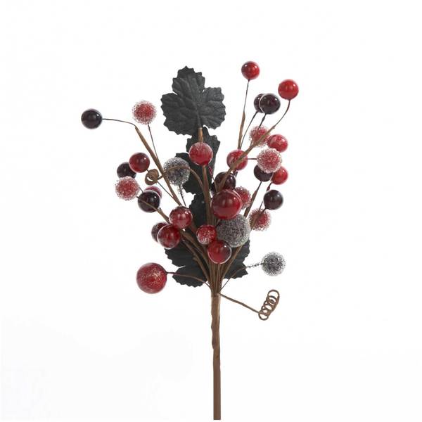 Kurt S. Adler 8" Red Mixed Berry Pick with Greenery