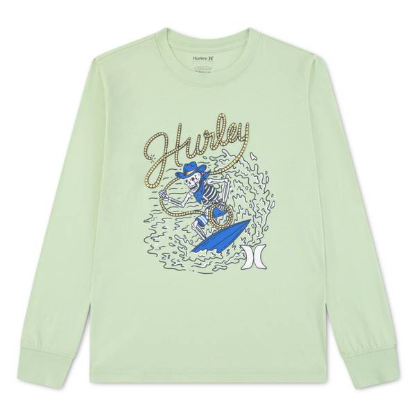 Hurley Boys' Wave Wrangler Long-Sleeve Graphic Tee, Medium, Microgreen