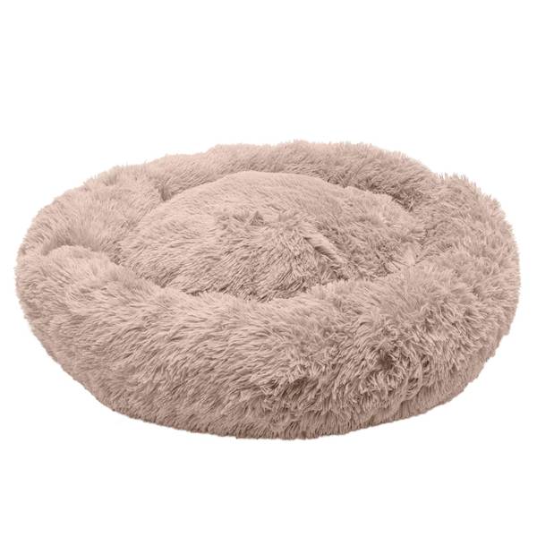 Photo of 36" Long Fur Calming Cuddler Donut Bolster Dog Bed- Taupe