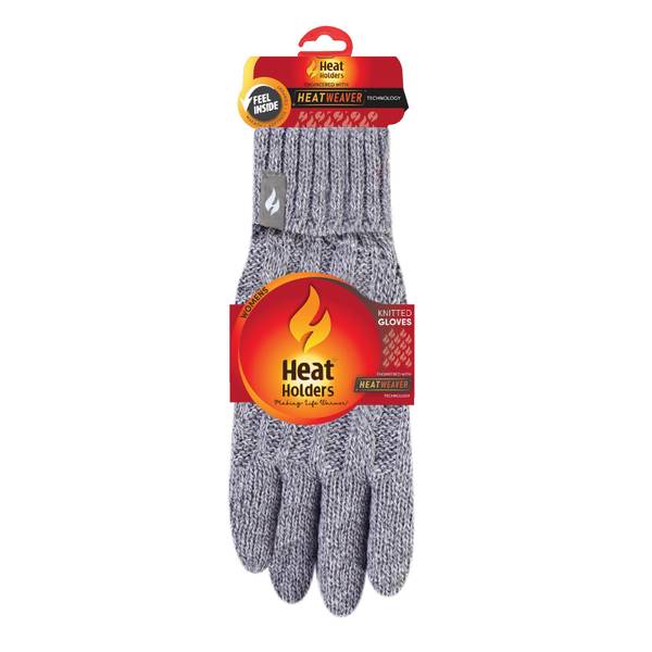 Heat Holders Women's Amelia Solid Cable-Knit Gloves - Cloud Grey
