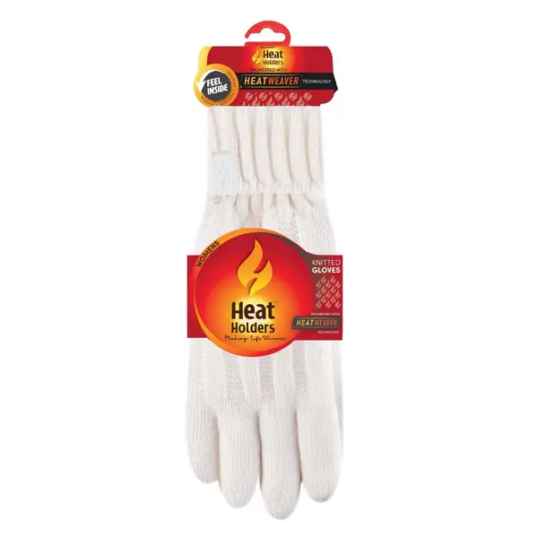 Heat Holders Women's Amelia Cable Knit Gloves, Buttercream, S/M