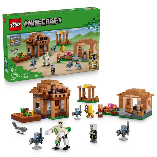 Lego Minecraft Evoker Village Attack 21596 607-Piece Building Set, Ages 9+