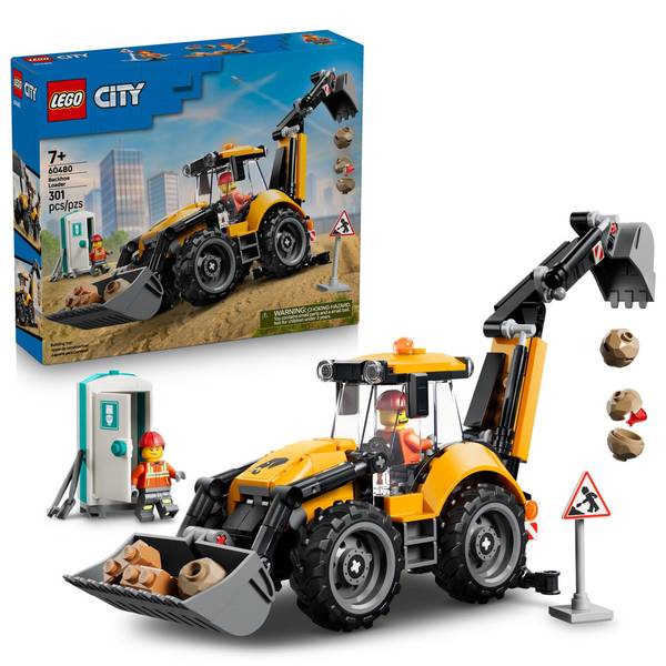 Lego City Backhoe Loader 60480 301-Piece Building Set, Ages 7+