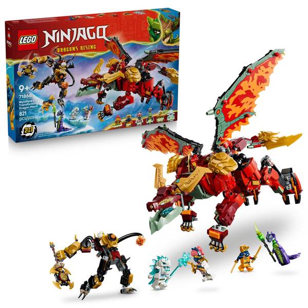 Lego Ninjago Dragons Rising Wyldfyre's Transforming Dragon Mech 71868, 821-Piece Building Set, Ages 9+