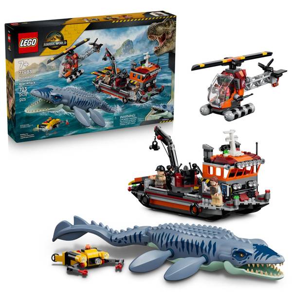 Lego Jurassic World Mosasaurus Dinosaur Boat Attack 77983 703-Piece Building Set, Ages 7+