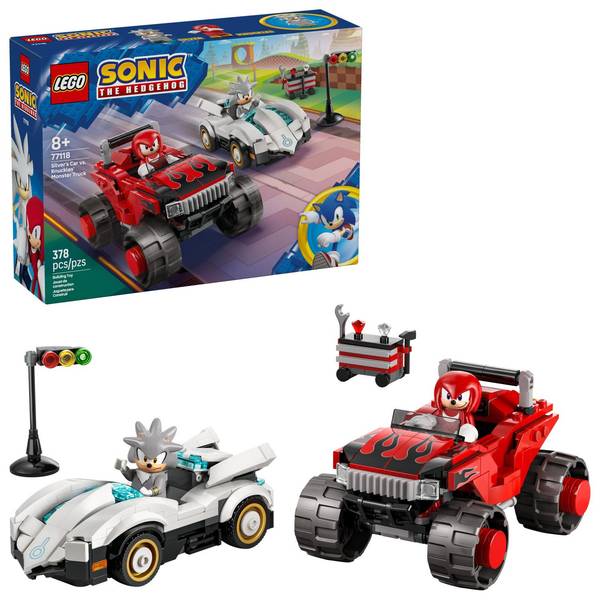 LEGO Sonic the Hedgehog Silver's Car vs. Knuckles' Monster Truck 77118 Building Set