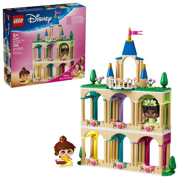 Lego Disney Princess Mini Belle and Tiana with Castle Building Toy 43291, 358 Pieces