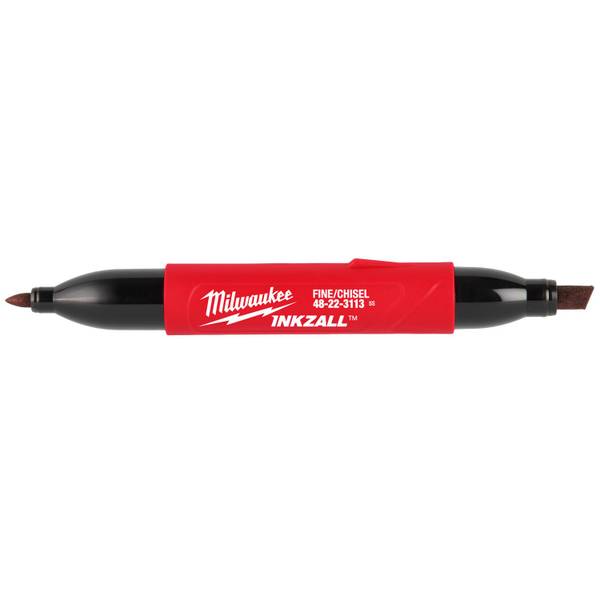 Photo of INKZALL Double Sided Black Jobsite Marker - Fine Point & Chisel Tip