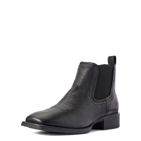 Men's Booker Chelsea Wide Square Toe Cowboy Boots in Black Full-Grain Leather, Size: 13 EE by Ariat