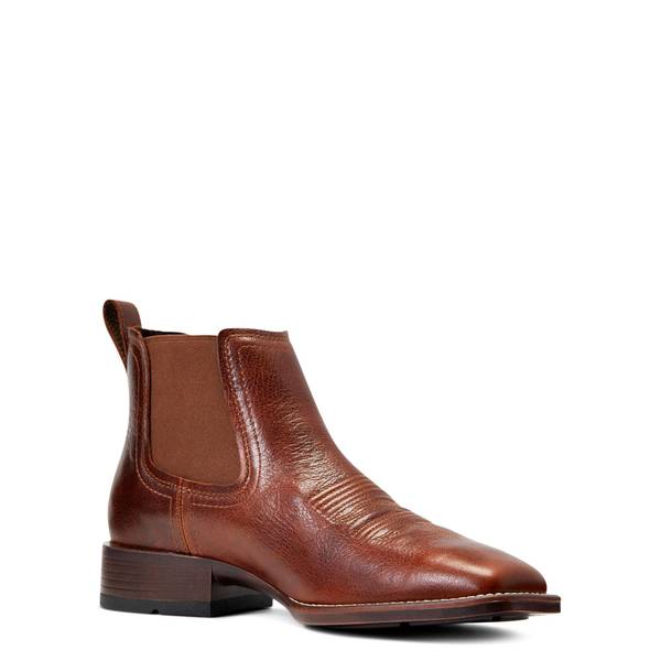 Men's Booker Chelsea Wide Square Toe Cowboy Boots in Royal Brown Full-Grain Leather, Size: 13 EE by Ariat
