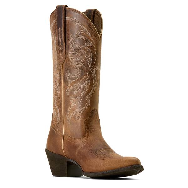 Women's Heritage J Toe Cowgirl Boots in Mesa Tan Full-Grain Leather, Size: 9 C / Wide by Ariat